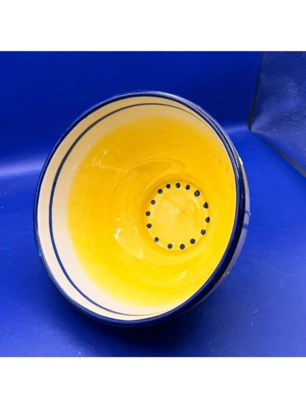 Blue Sky Clayworks Heather Goldminc Plaid Ceramic Bowl Yellow Blue Plaid 2014